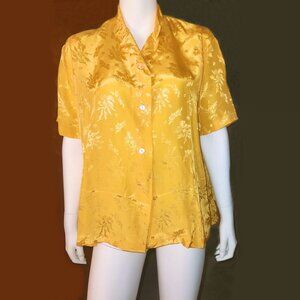 Vtg 1950's Mary Jane by H. Original Pajama Top Shirt NWT Bright Yellow Field's